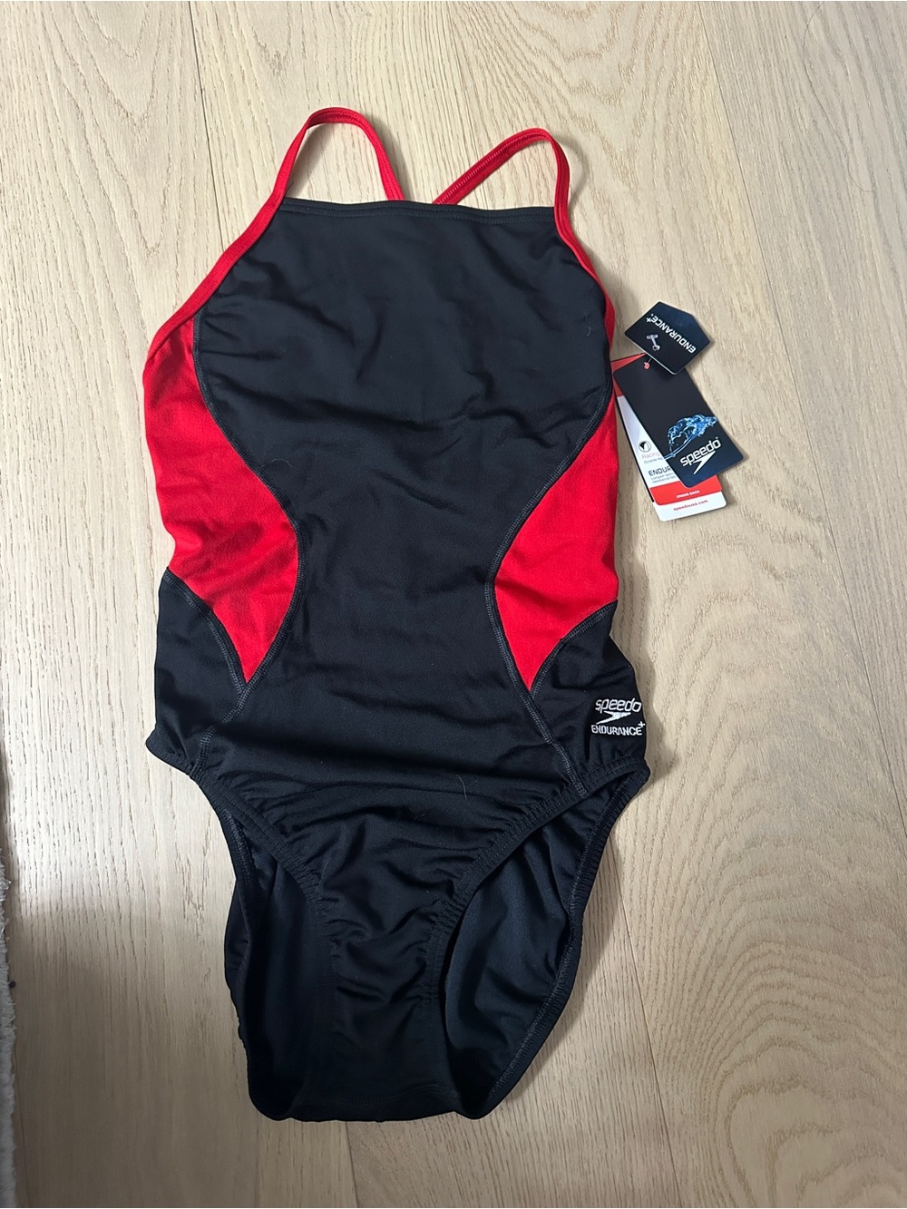 Speedo Black and Red Racing cut One-Piece Swimsuit